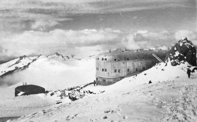 The lodge or hut below Mt Elbruz, occupied by German troops in the Caucasus in 1942