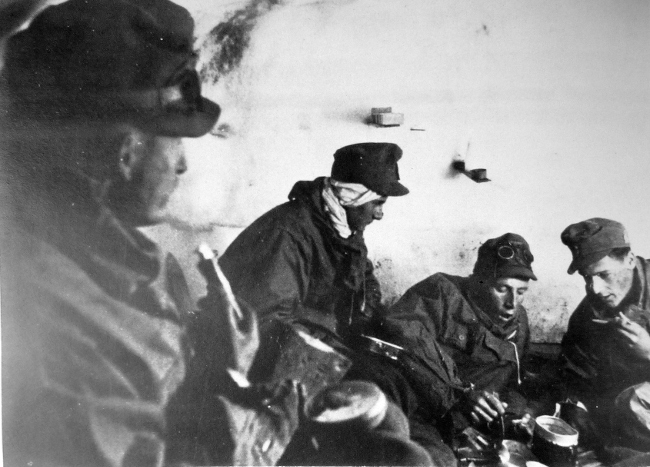 German mountain troops shelter from the approaching winter in a snow cave in the Caucasus mountains